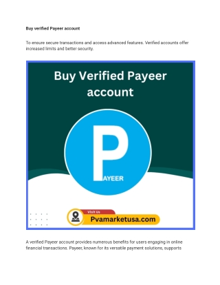 Buy verified Payeer account market