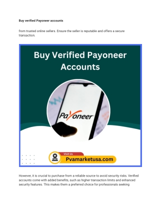 Buy verified Payoneer accounts market