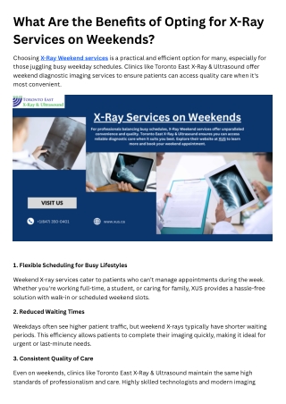 What Are the Benefits of Opting for X-Ray Services on Weekends?