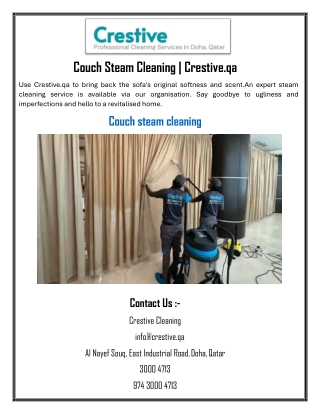 Couch Steam Cleaning  Crestive.qa