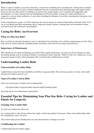 Essential Tips for Maintaining Your Plus Size Belts: Caring for Leather and Elas