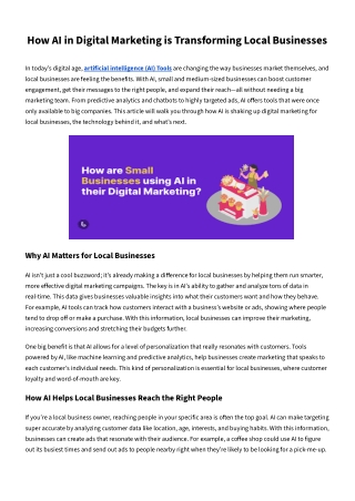 How AI in Digital Marketing is Transforming Local Businesses