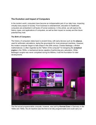 The Evolution and Impact of Computers