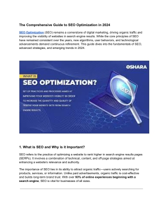 The Comprehensive Guide to SEO Optimization in 2024