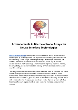 Advancements in Microelectrode Arrays for Neural Interface Technologies