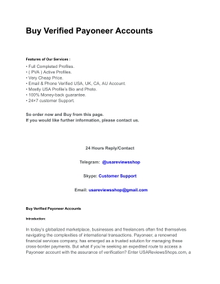 Buy Verified Payoneer Accounts