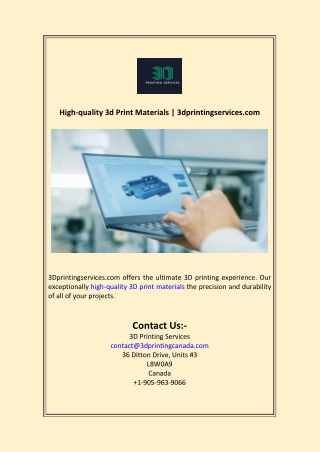 High-quality 3d Print Materials  3dprintingservices.com