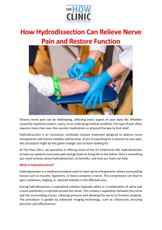How Hydrodissection Can Relieve Nerve Pain and Restore Function