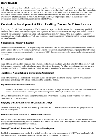 Curriculum Development at UCC: Crafting Courses for Future Leaders
