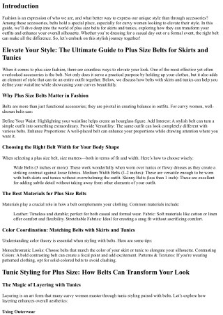 Elevate Your Style: The Ultimate Guide to Plus Size Belts for Skirts and Tunics