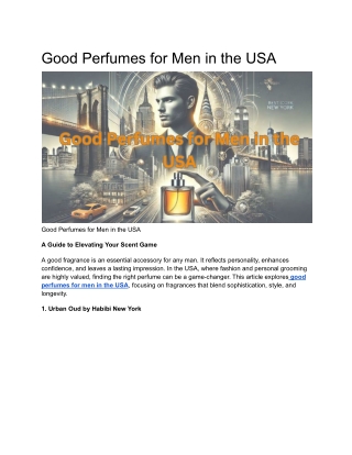 Good Perfumes for Men in the USA