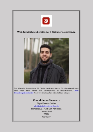 Web-Entwicklungsdienstleister  Digitalserviceonline.de