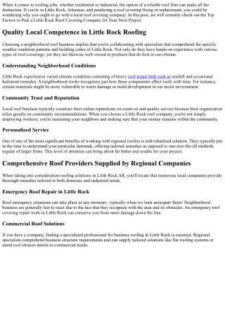 Leading Reasons to Pick a Little Rock Roofing Business for Your Following Job