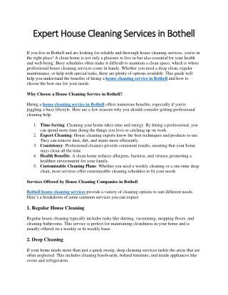 Expert House Cleaning Services in Bothell