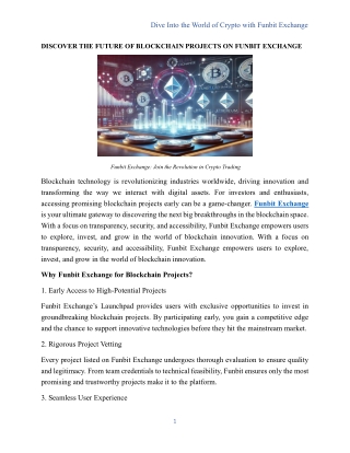 DISCOVER THE FUTURE OF BLOCKCHAIN PROJECTS ON FUNBIT EXCHANGE