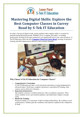 Master Your Skills with the Best Computer Classes in Currey Road