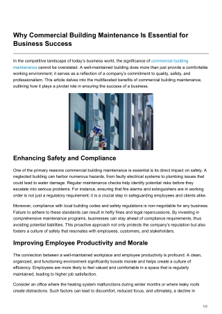 Why Commercial Building Maintenance Is Essential for Business Success