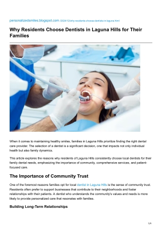 Why Residents Choose Dentists in Laguna Hills for Their Families