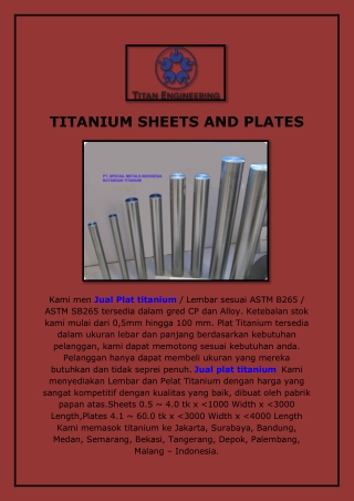 TITANIUM SHEETS AND PLATES