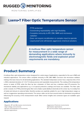 Multiuse Fiber Optic Temperature Sensor - LSENS-T - Rugged Monitoring