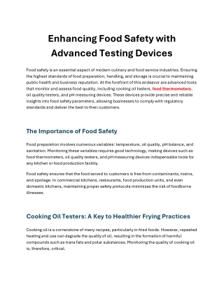 Keep Food Safety with Advanced Testing Devices
