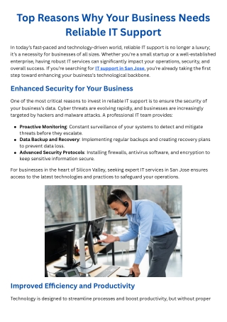 Top Reasons Why Your Business Needs Reliable IT Support