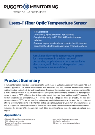 Multiuse Fiber Optic Temperature Sensor - LSENS-T - Rugged Monitoring