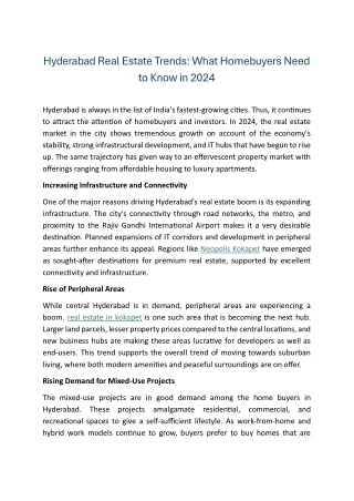 Hyderabad Real Estate Trends What Homebuyers Need to Know in 2024