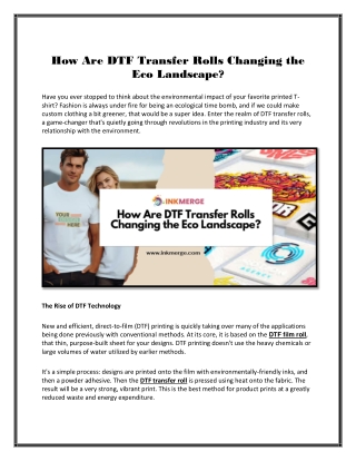 How Are DTF Transfer Rolls Changing the Eco Landscape