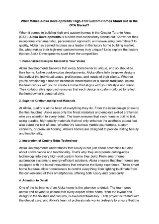 What Makes Alcka Developments’ High-End Custom Homes Stand Out in the GTA Market