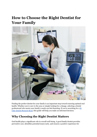 How to Choose the Right Dentist for Your Family