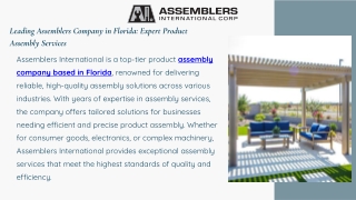 Assemblers International Expert Assembly Services in Florida