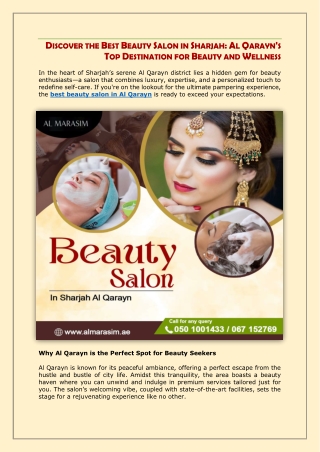 Discover the Best Beauty Salon in Sharjah - Al Qarayn's Top Destination for Beauty and Wellness