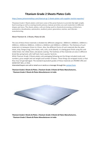 Titanium Grade 2 Sheets & Plates Manufacturers in India