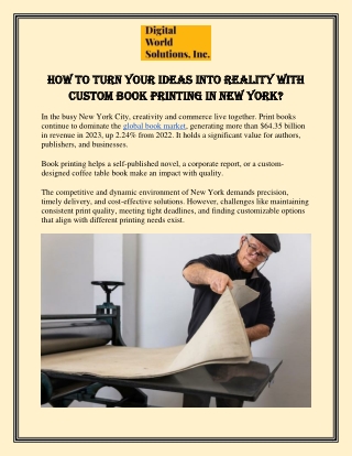 How to Turn Your Ideas into Reality with Custom Book Printing in New York?