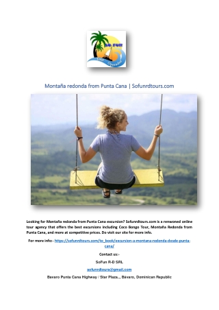 Montaña redonda from Punta Cana | Sofunrdtours.com