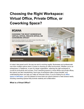 Choosing the Right Workspace_ Virtual Office, Private Office, or Coworking Space