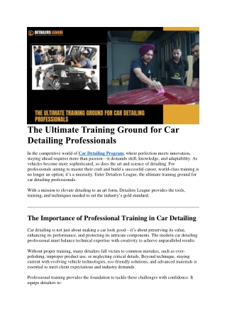 The Ultimate Training Ground for Car Detailing Professionals