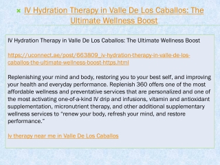 IV Hydration Therapy in Valle De Los Caballos The Ultimate Wellness Boost
