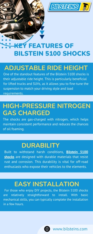 Key Features of Bilstein 5100 Shocks