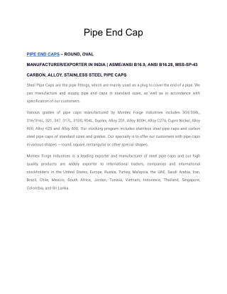 High-Quality Steel Pipe End Caps Online in India