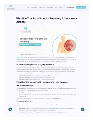 Effective tips for post hernia surgery recovery.