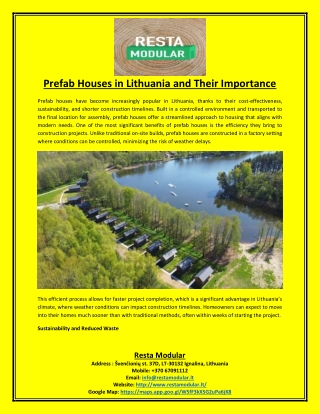 Prefab Houses in Lithuania and Their Importance