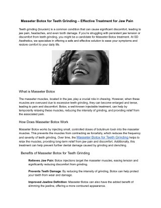 Masseter Botox for Teeth Grinding – Effective Treatment for Jaw Pain