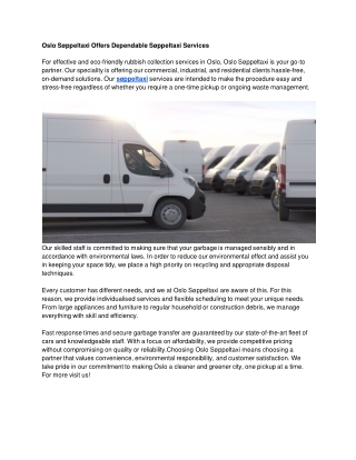 Oslo Søppeltaxi Offers Dependable Søppeltaxi Services