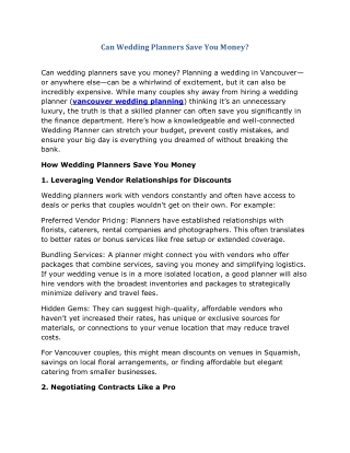 Can wedding planners save you money