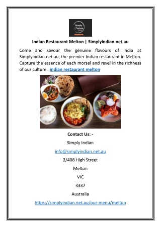 Indian Restaurant Melton | Simplyindian.net.au