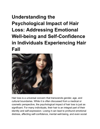 Understanding the Psychological Impact of Hair Loss