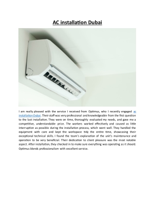 AC installation Dubai