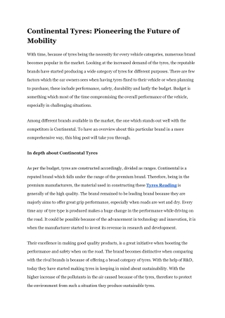 Continental Tyres_ Pioneering the Future of Mobility
